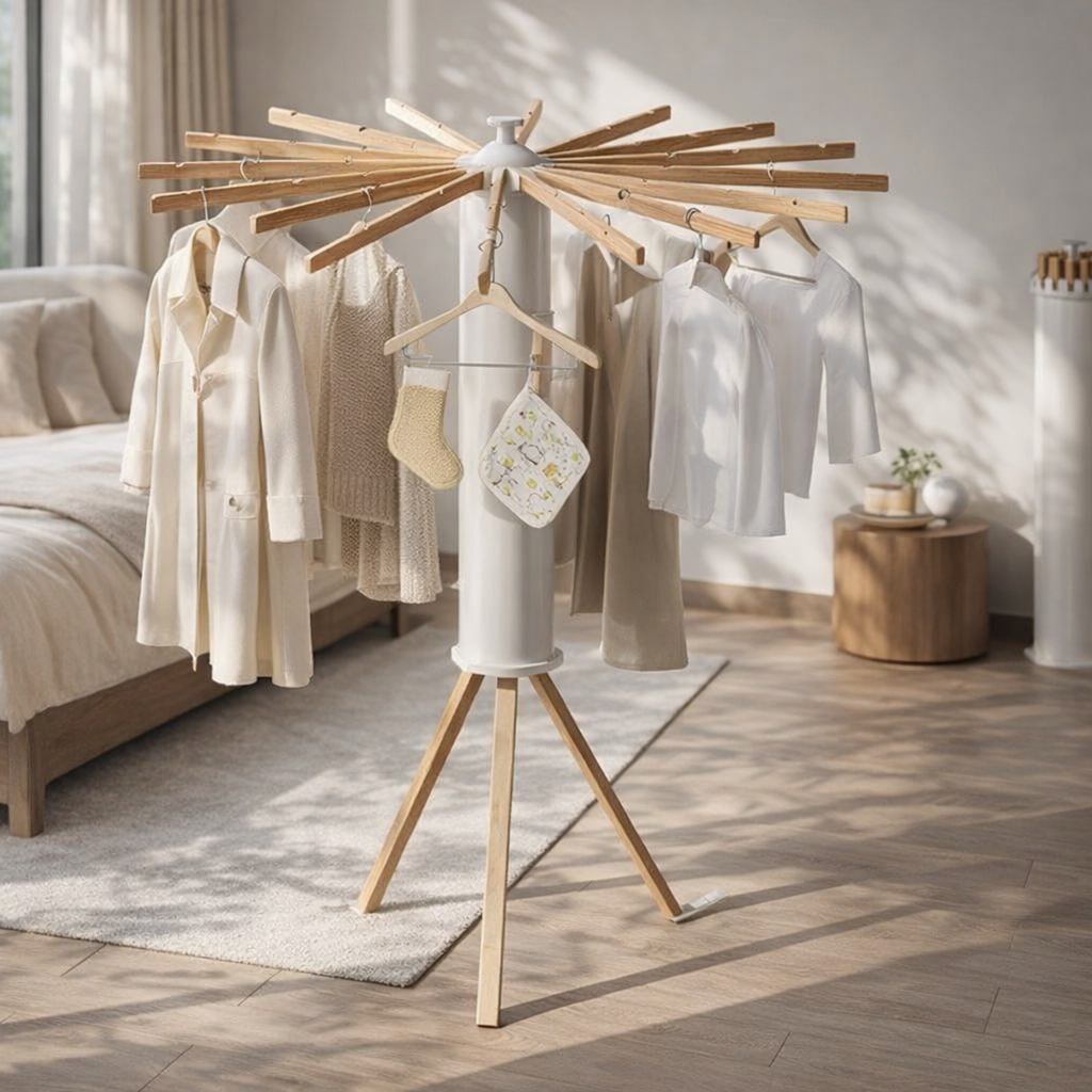 Séchoir à Linge Pliable en Métal Blanc