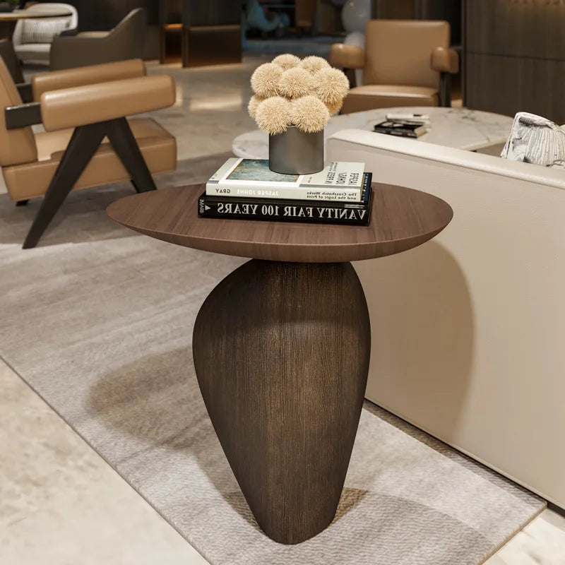 Organic Stone-Like Coffee Table - Round Glass Top 2