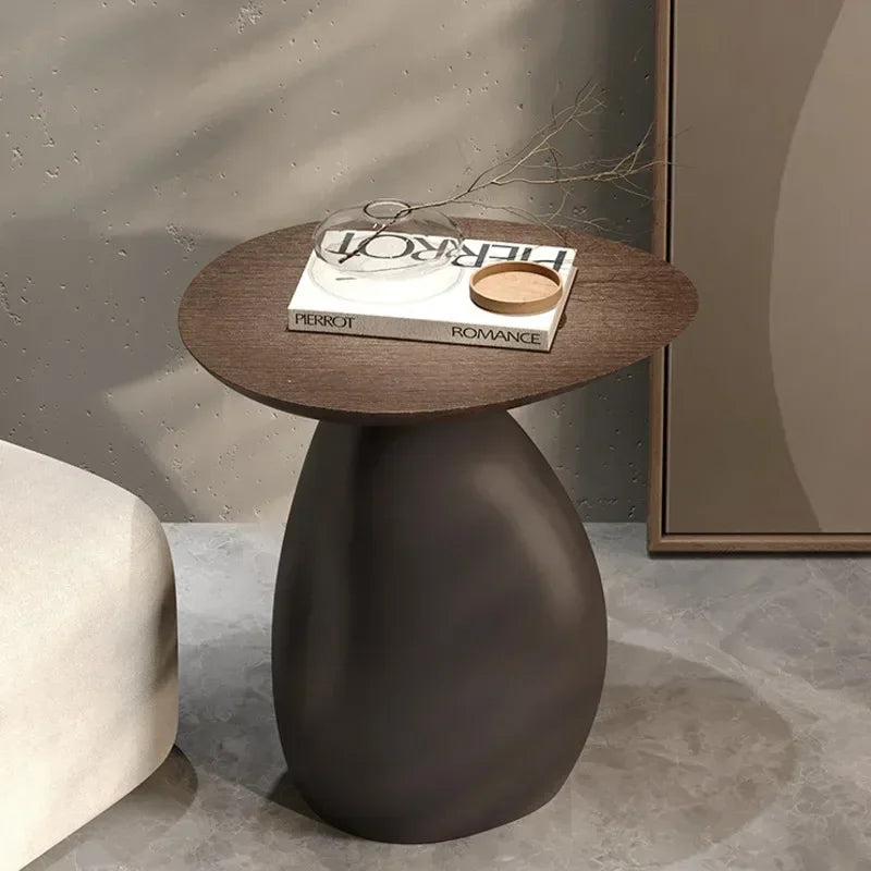 Organic Stone-Like Coffee Table - Round Glass Top 5