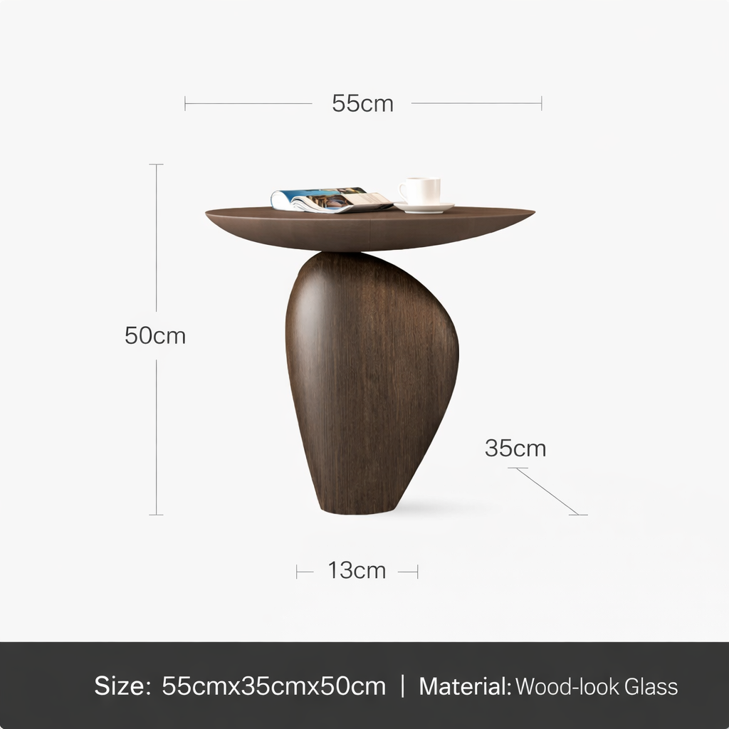 Organic Stone-Like Coffee Table - Round Glass Top 7