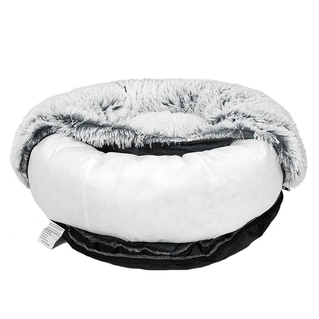 Panier rond moelleux pour chien, housse amovible