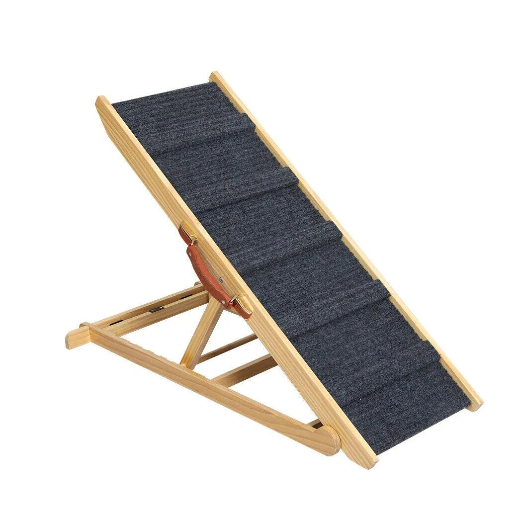Rampe pour chien en bois réglable en hauteur