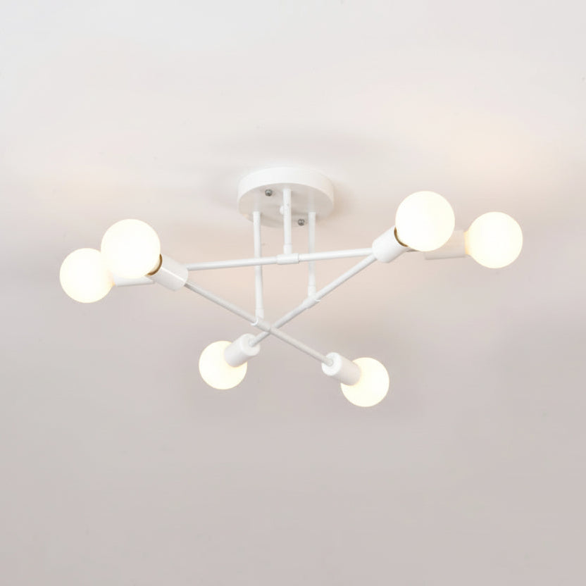 Plafonnier Rétro | Plafonnier LED en Fer Forgé à 6 Têtes avec Éclairage E27 | Luminaire Moderne pour Salon 8