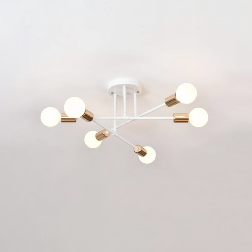 Plafonnier Rétro | Plafonnier LED en Fer Forgé à 6 Têtes avec Éclairage E27 | Luminaire Moderne pour Salon 9