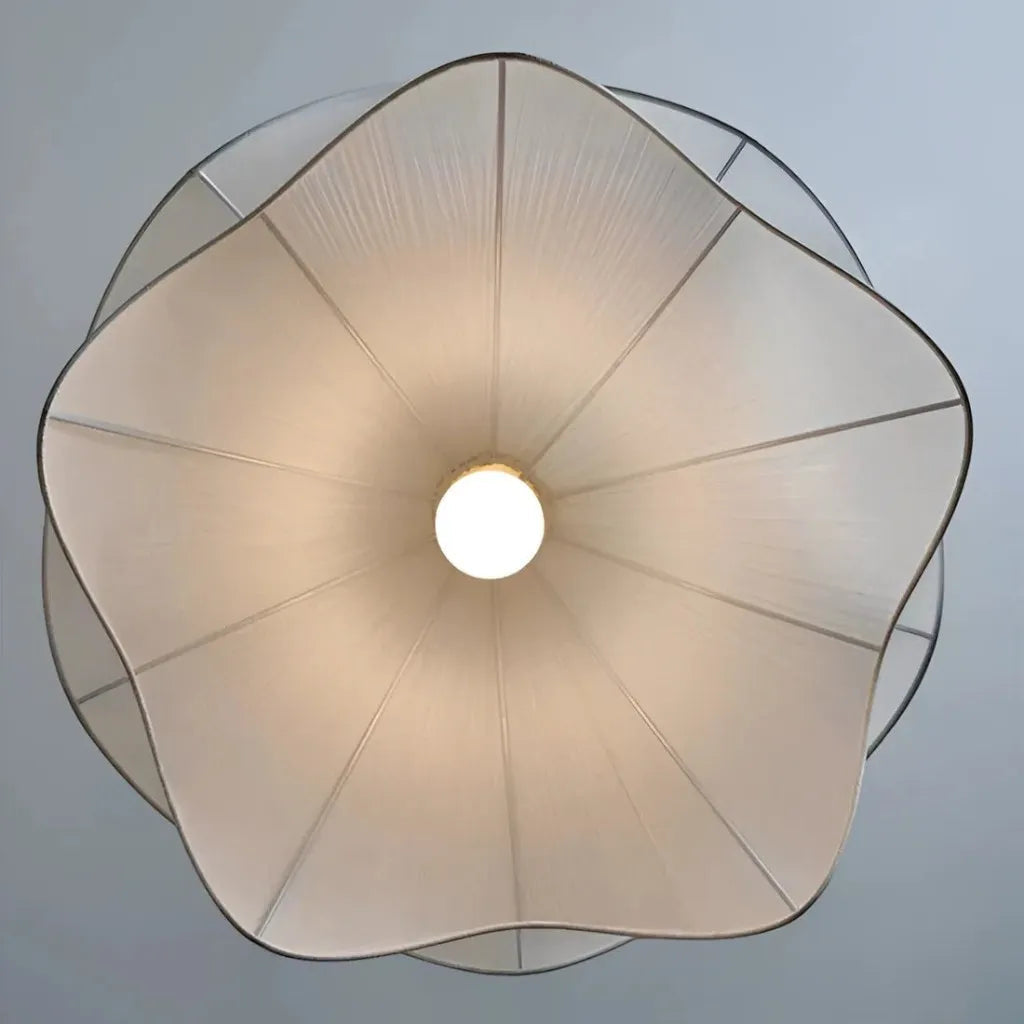 Pleated Fabric Pendant Light - Brushed Brass Accents 7