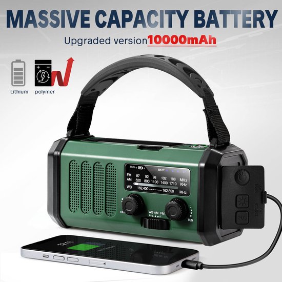 Radio d'Urgence Solaire et Dynamo 10 000 mAh | Design Compact et Portable pour Aventures en Extérieur 3
