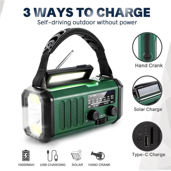Radio d'Urgence Solaire et Dynamo 10 000 mAh | Design Compact et Portable pour Aventures en Extérieur 4