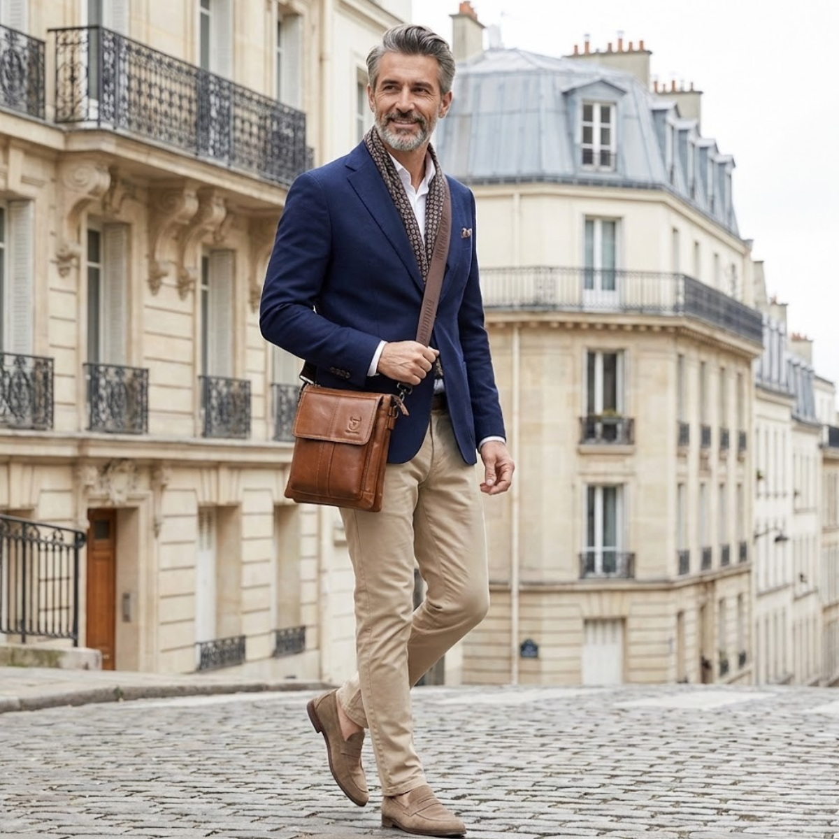 Sacoche en cuir à compartiments, format A5