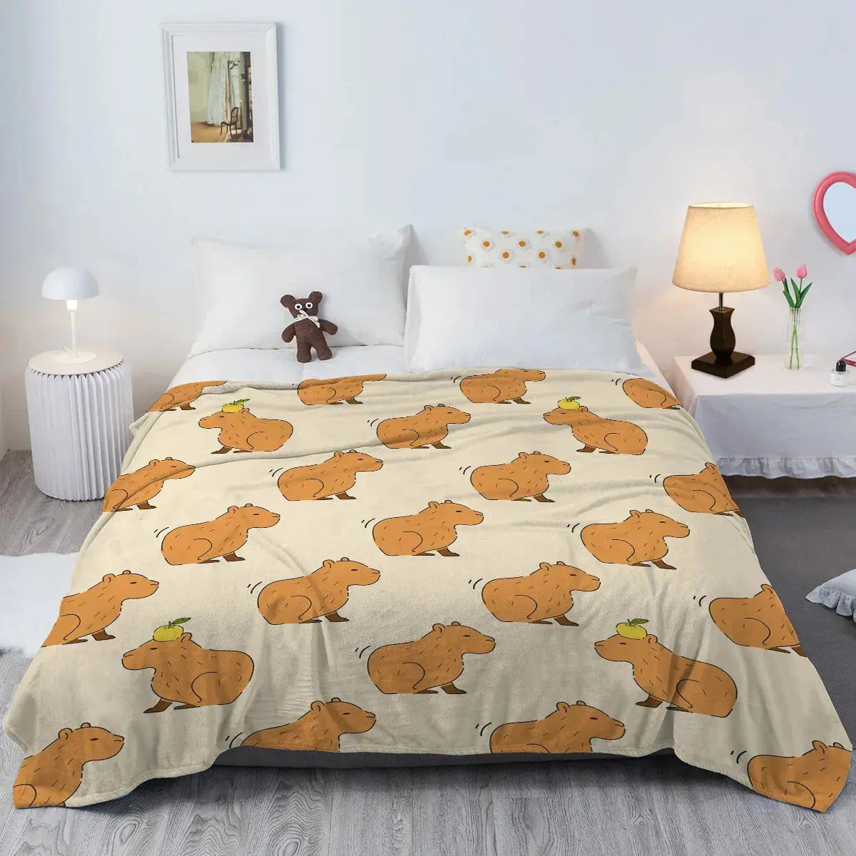 Plaid en flanelle douce imprimé capybara