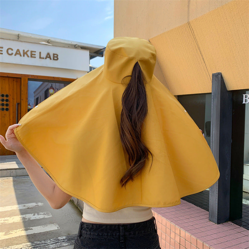 Chapeau Châle Anti-UV à Large Bord pour Femme