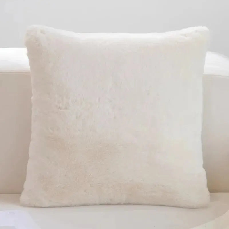 Housse de Coussin en Fausse Fourrure de Lapin