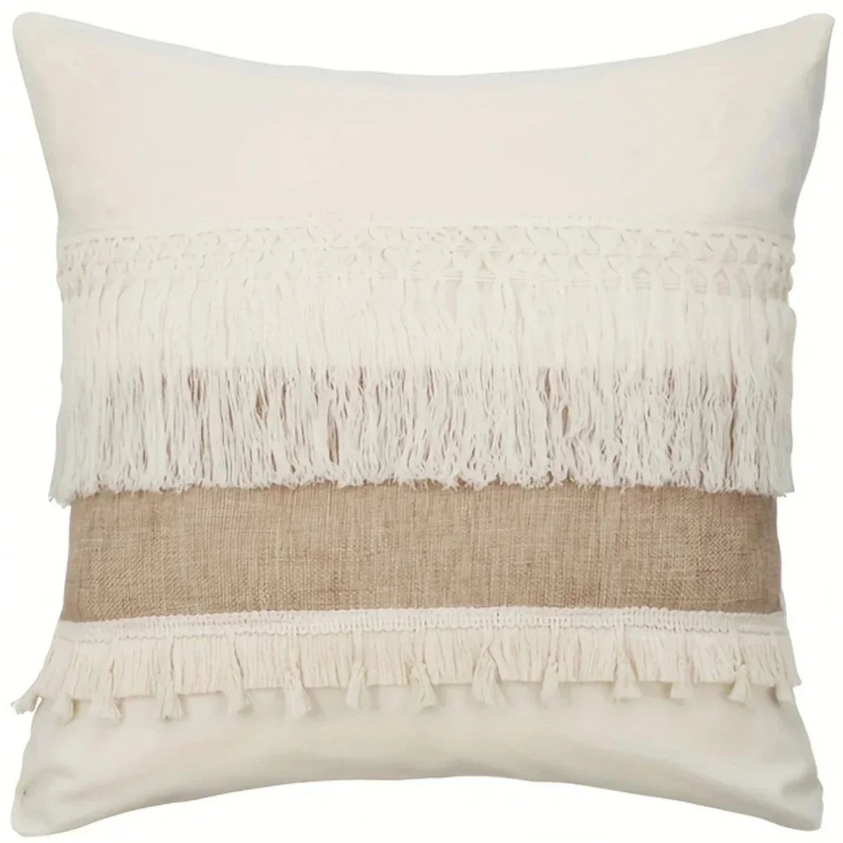 Bohème - Housse de Coussin Géométrique à Franges