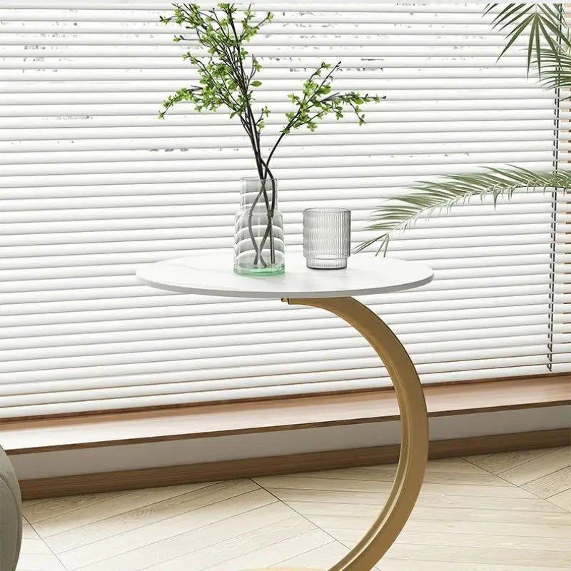 Table d'Appoint Ronde en Bois et Acier