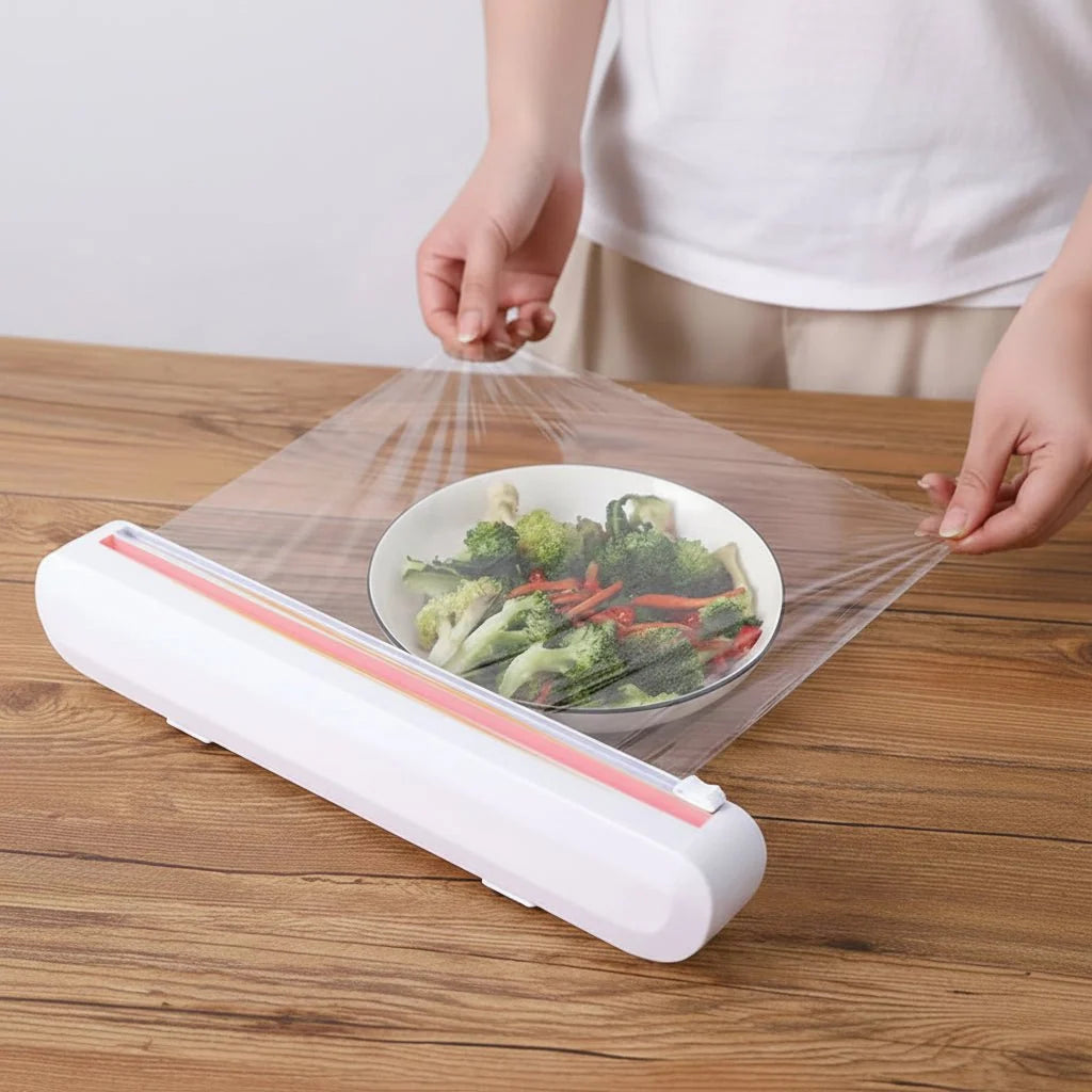 Reusable Cling Film Dispenser with Built-in Cutter
