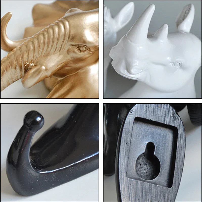 3D Animal Head Wall Hook in Polyresin