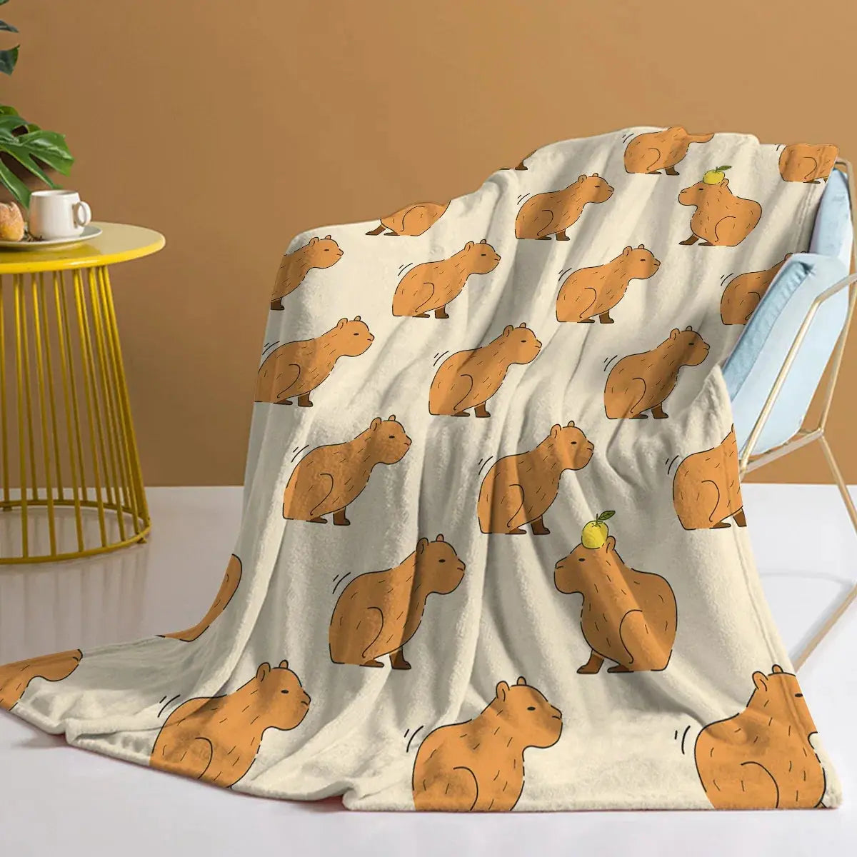 Plaid en flanelle douce imprimé capybara
