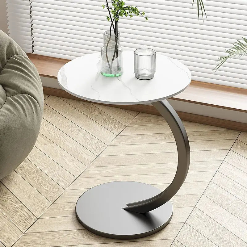 Table d'Appoint Ronde en Bois et Acier