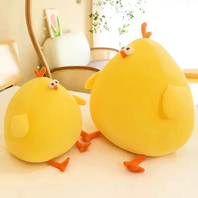 Coussin peluche poule dodue, jaune