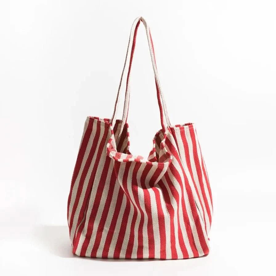 Sac Fourre Tout Femme Rayé en Tissu de Luxe | Élégance Moderne et Confort pour un Style Quotidien 10