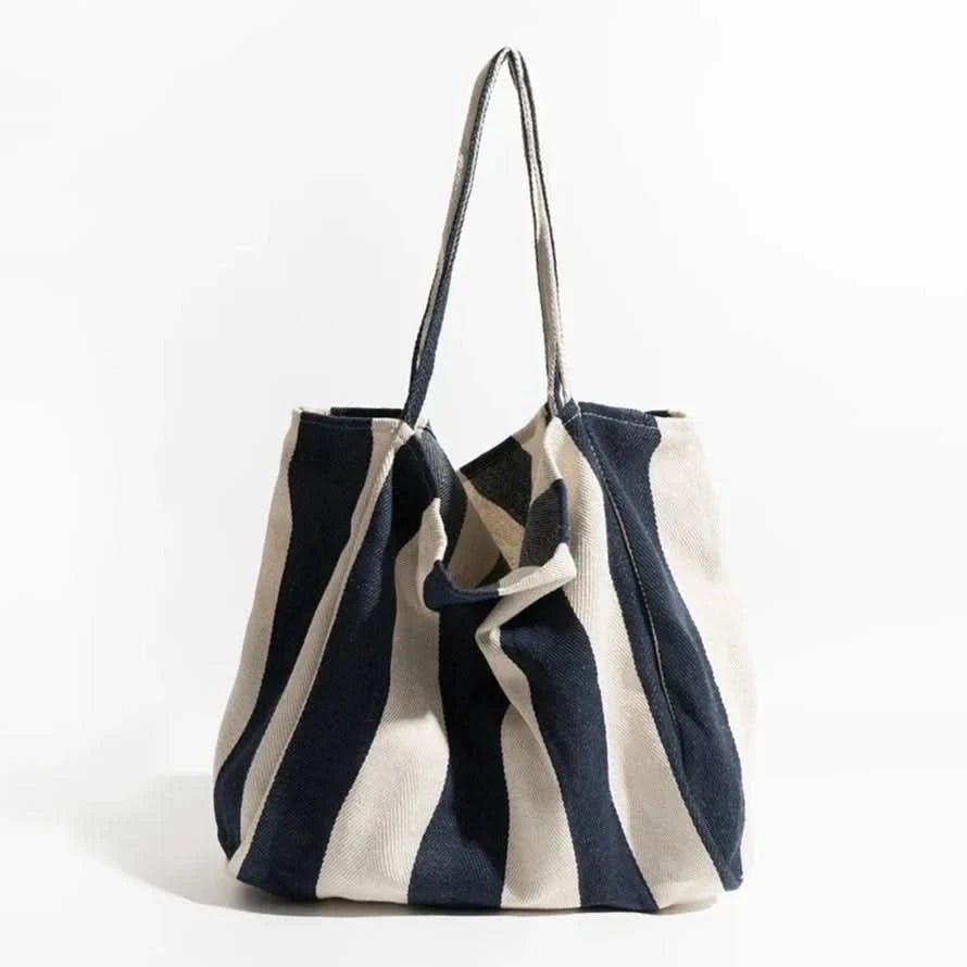 Sac Fourre Tout Femme Rayé en Tissu de Luxe | Élégance Moderne et Confort pour un Style Quotidien 9