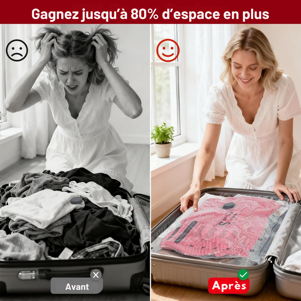 Sac de Rangement Sous Vide Élégant avec Aspirateur Électrique | Optimisez Votre Espace de Voyage et de Rangement 3