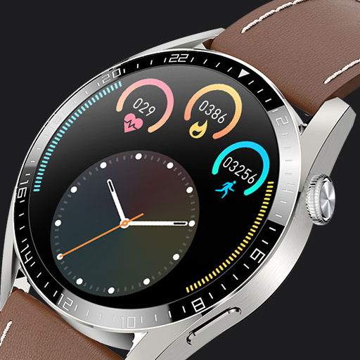 Montre connectée avec appel Bluetooth et bracelet cuir