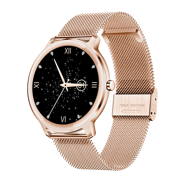 Montre connectée fine pour femme à écran rond tactile