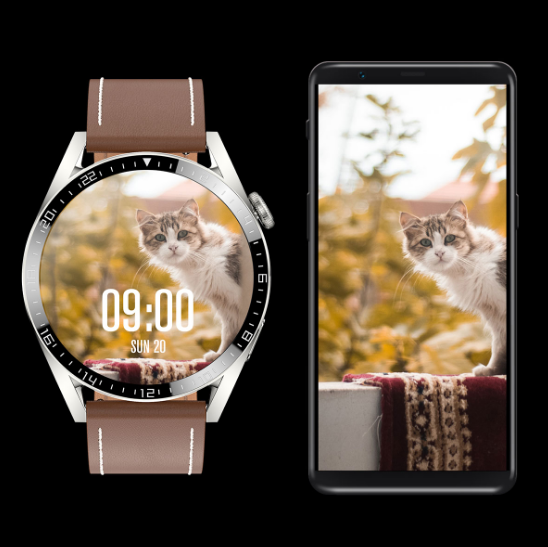 Montre connectée avec appel Bluetooth et bracelet cuir