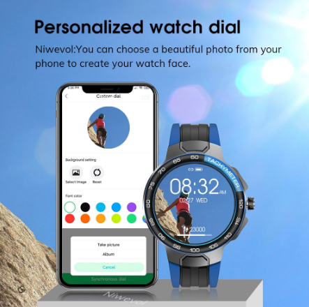 Montre connectée sport ronde IP68 en alliage de zinc