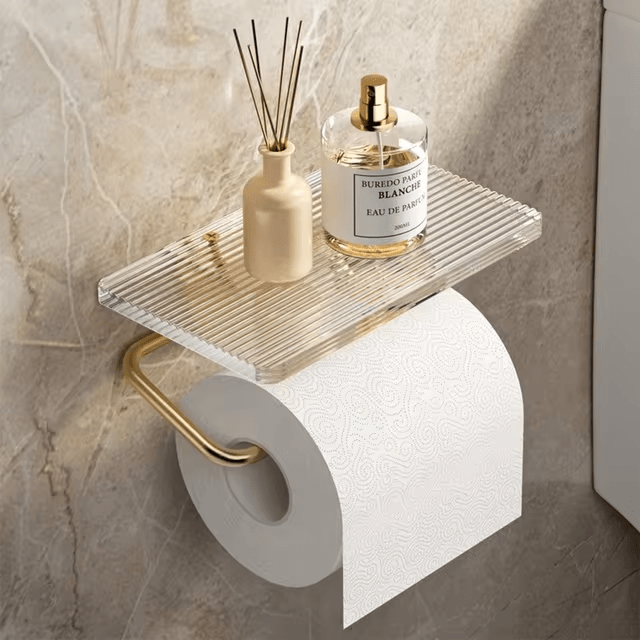Wall-Mounted Toilet Paper Holder with Shelf