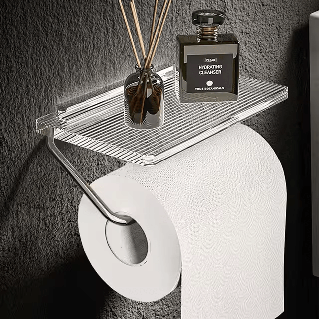 Wall-Mounted Toilet Paper Holder with Shelf