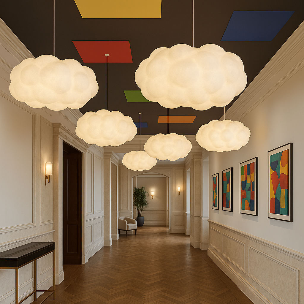 Sculptural PVC Pendant Light - Adjustable White Design 5