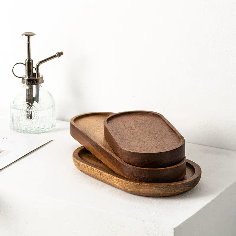 Handmade Solid Wood Tray, Round or Square