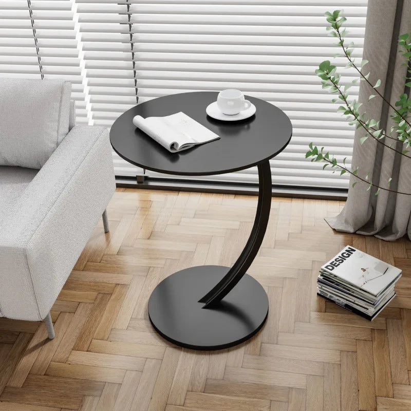 Table d'Appoint Ronde en Bois et Acier