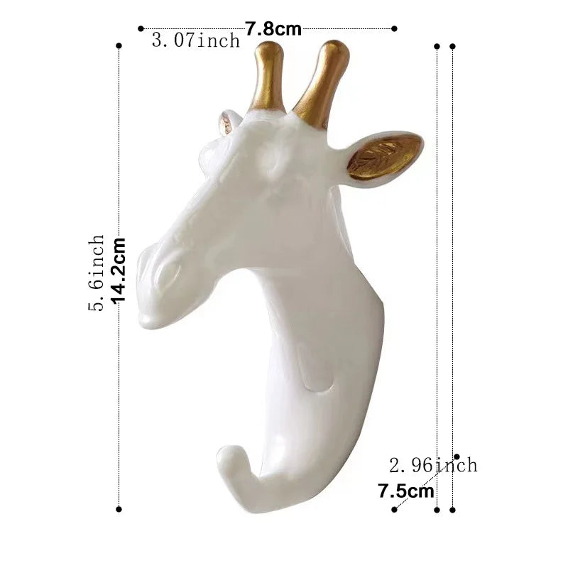 3D Animal Head Wall Hook in Polyresin