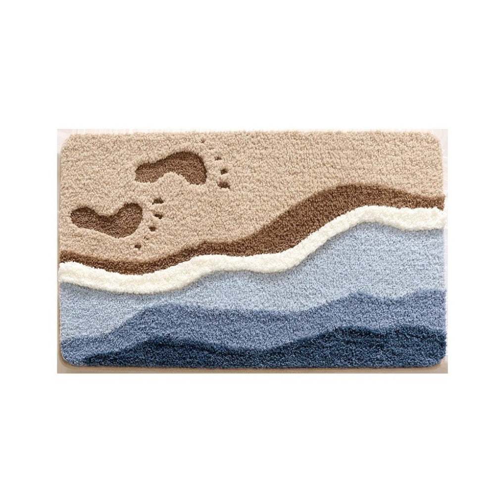 Tapis de bain microfibre, motif bord de mer