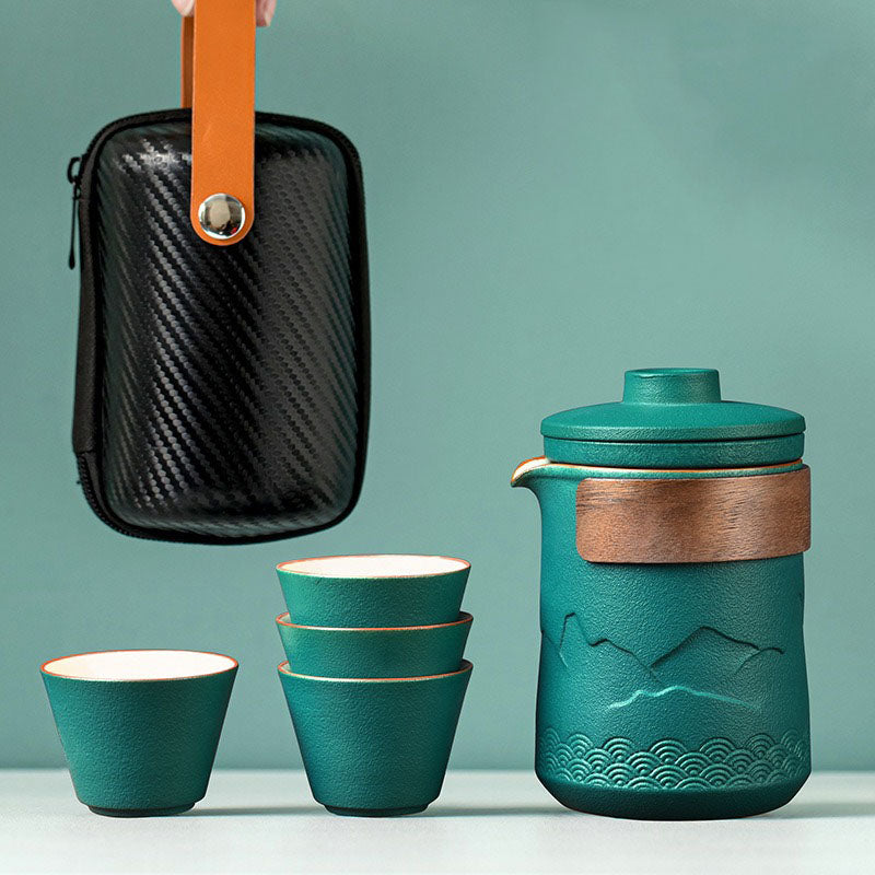 Service à Thé en Céramique Minimaliste | Ensemble Léger et Élégant pour Déguster le Thé en Voyage 1