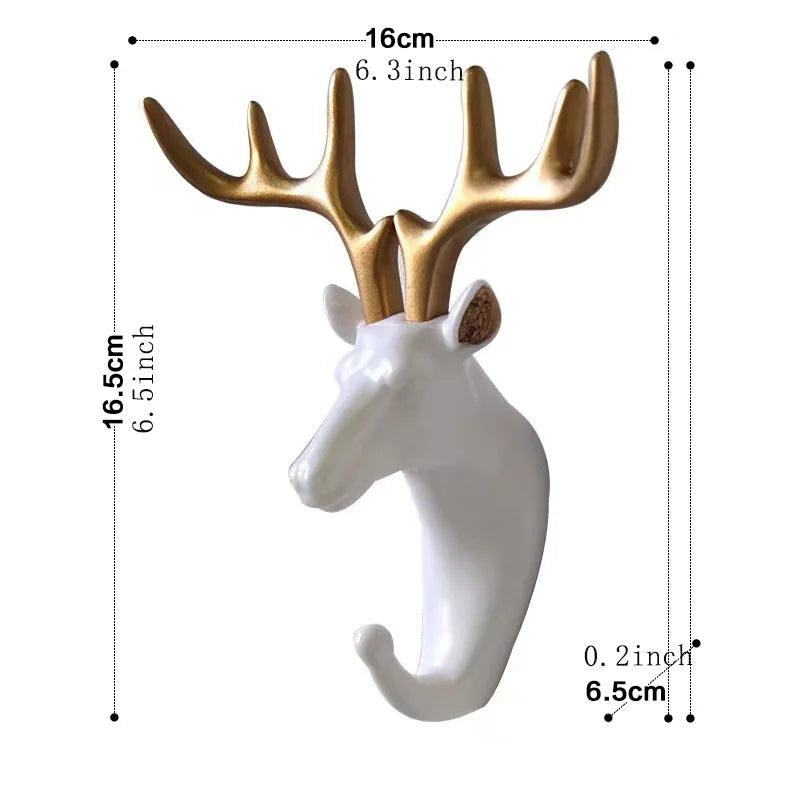 3D Animal Head Wall Hook in Polyresin