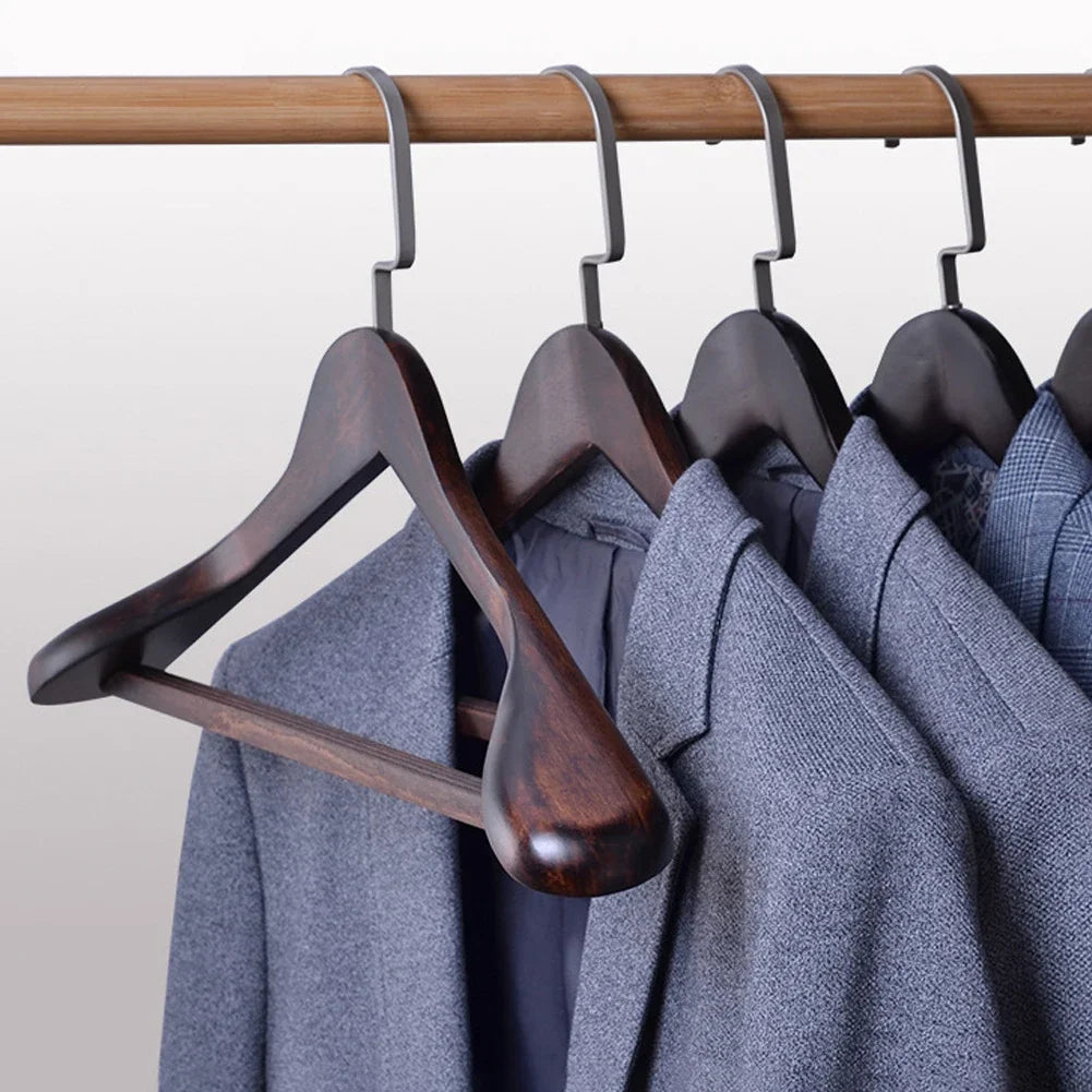 Wood and Metal Curved Clothes Hangers, Set of 4