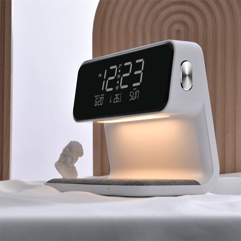 3-in-1 Bedside Lamp with LCD Alarm Clock and Charger
