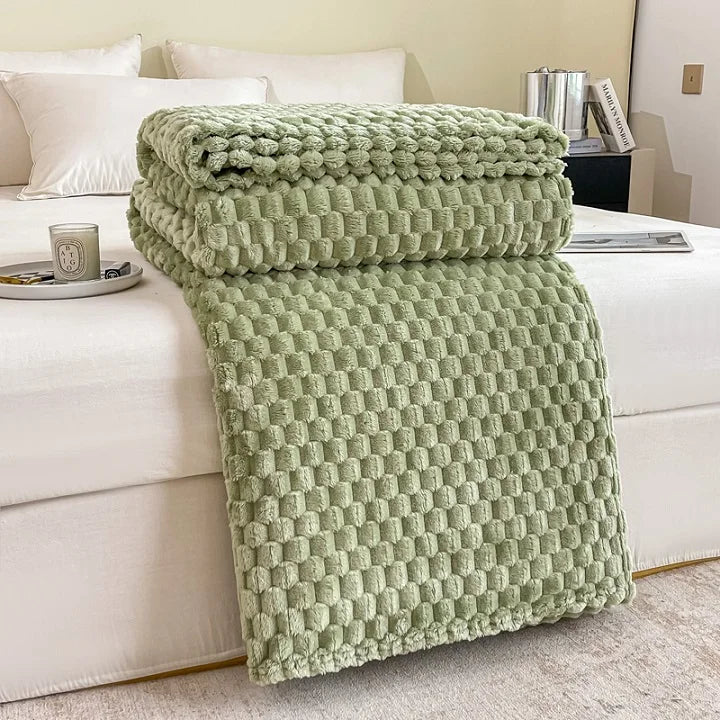 Soft Velvet Fleece Throw Blanket - Textured Platinum Grey 12