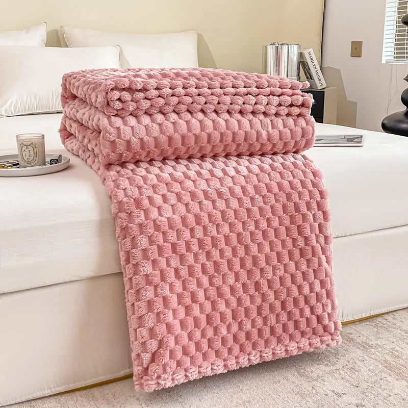 Soft Velvet Fleece Throw Blanket - Textured Platinum Grey 9