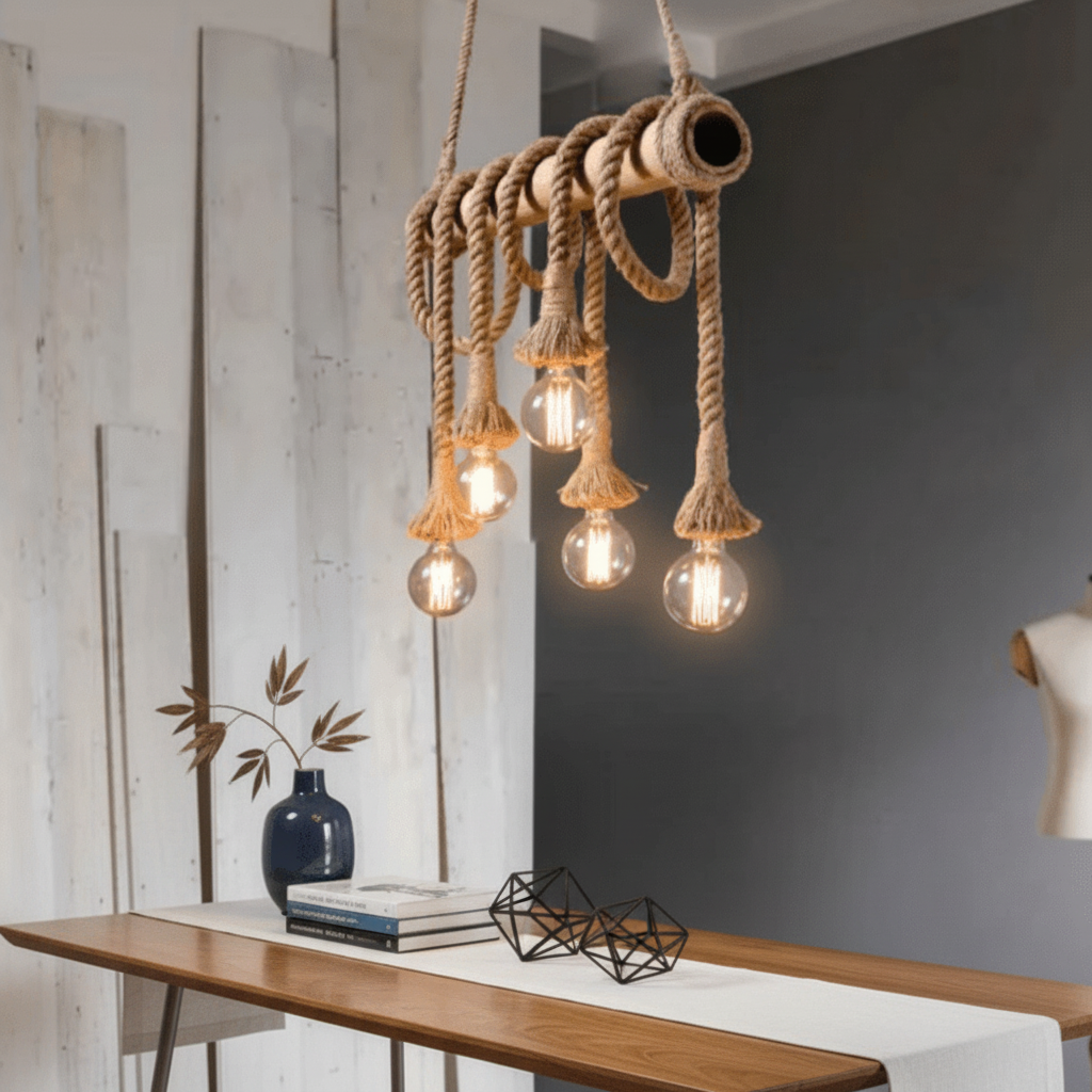 Suspension Élégante en Corde de Chanvre – Design Vintage 1
