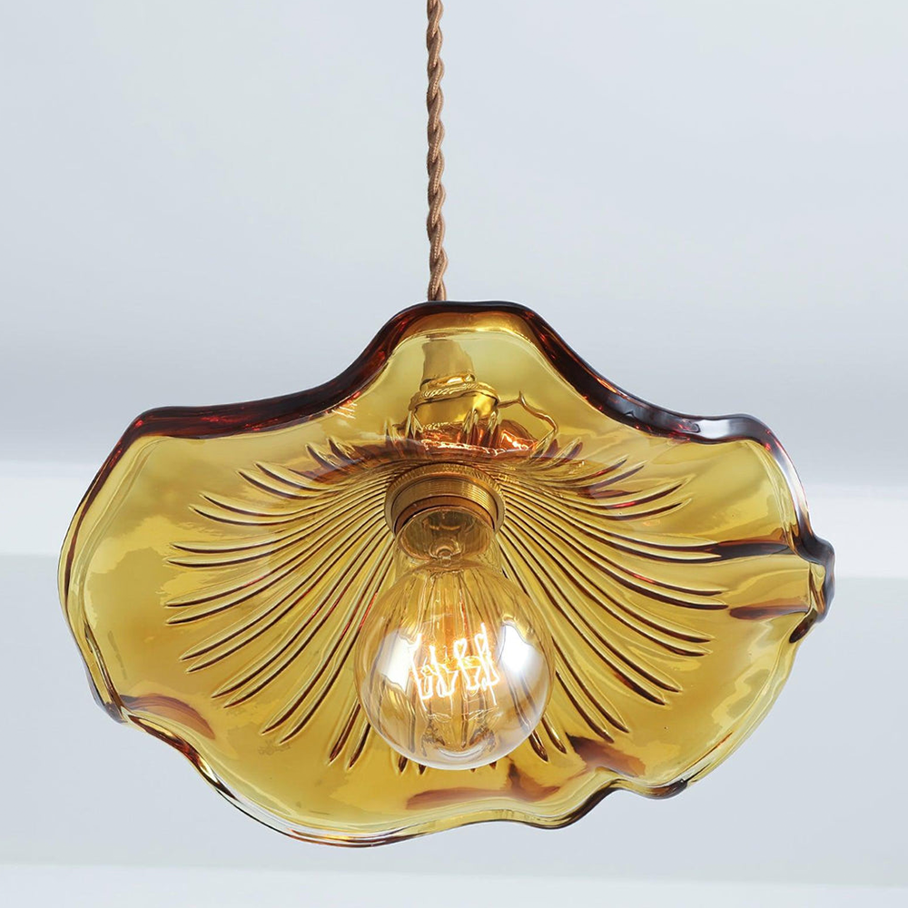 Suspension Élégante en Verre Fleuri – Design Hibiscus 2