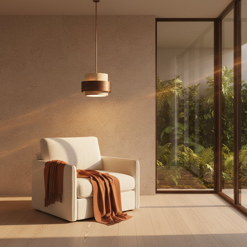 Suspension en Travertin Perra | Élégance Naturelle et Design Contemporain pour un Éclairage Ambiant 3