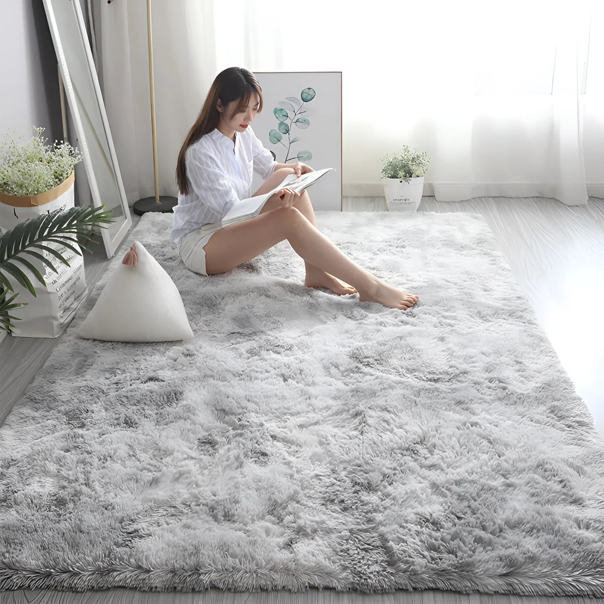 Soft Faux-Fur Shaggy Rug with Gradient Colour