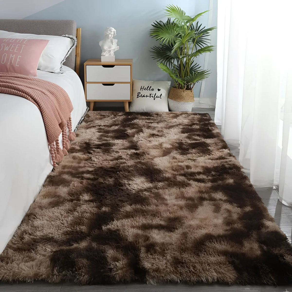 Soft Faux-Fur Shaggy Rug with Gradient Colour