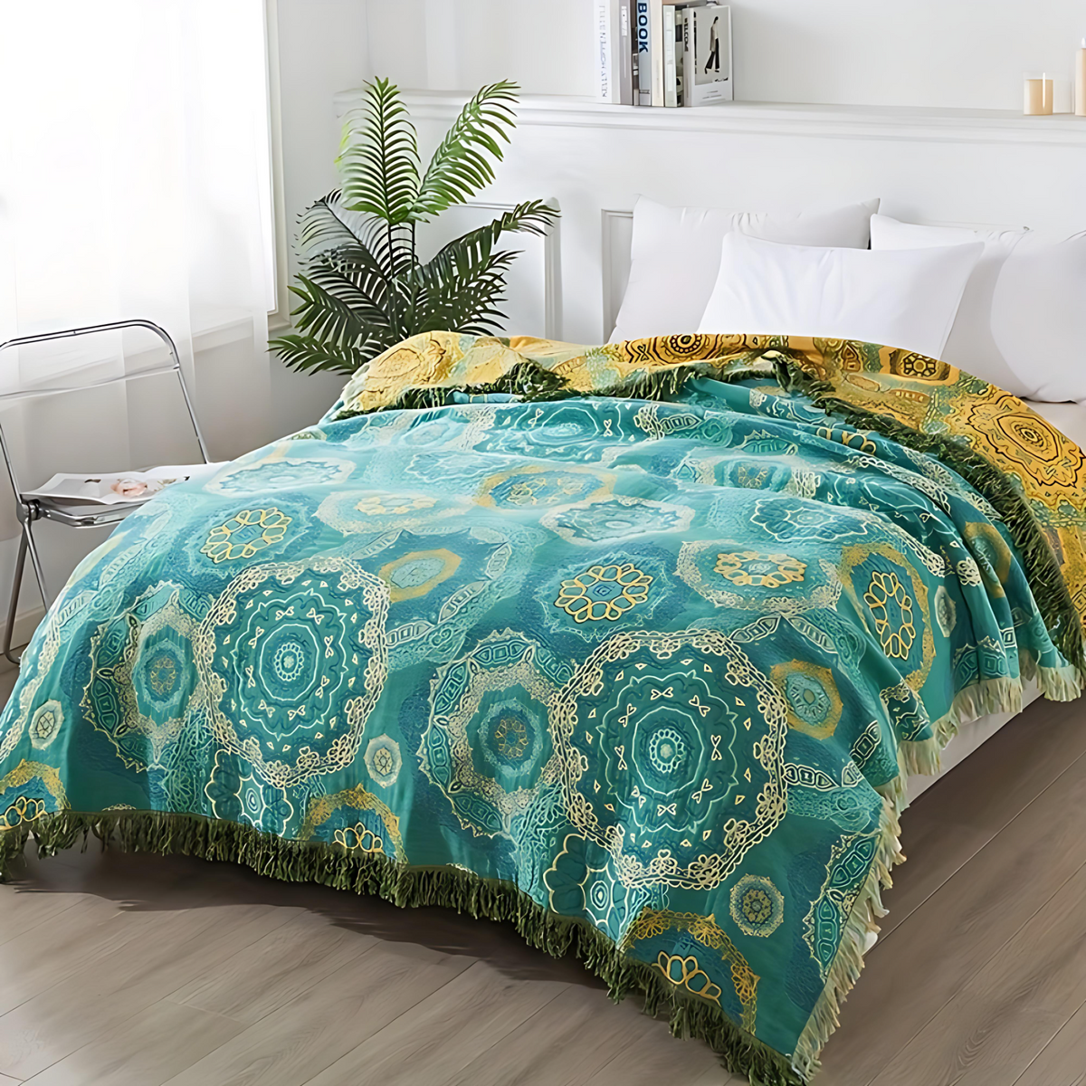 Couverture en Coton Mandala Quatre Saisons