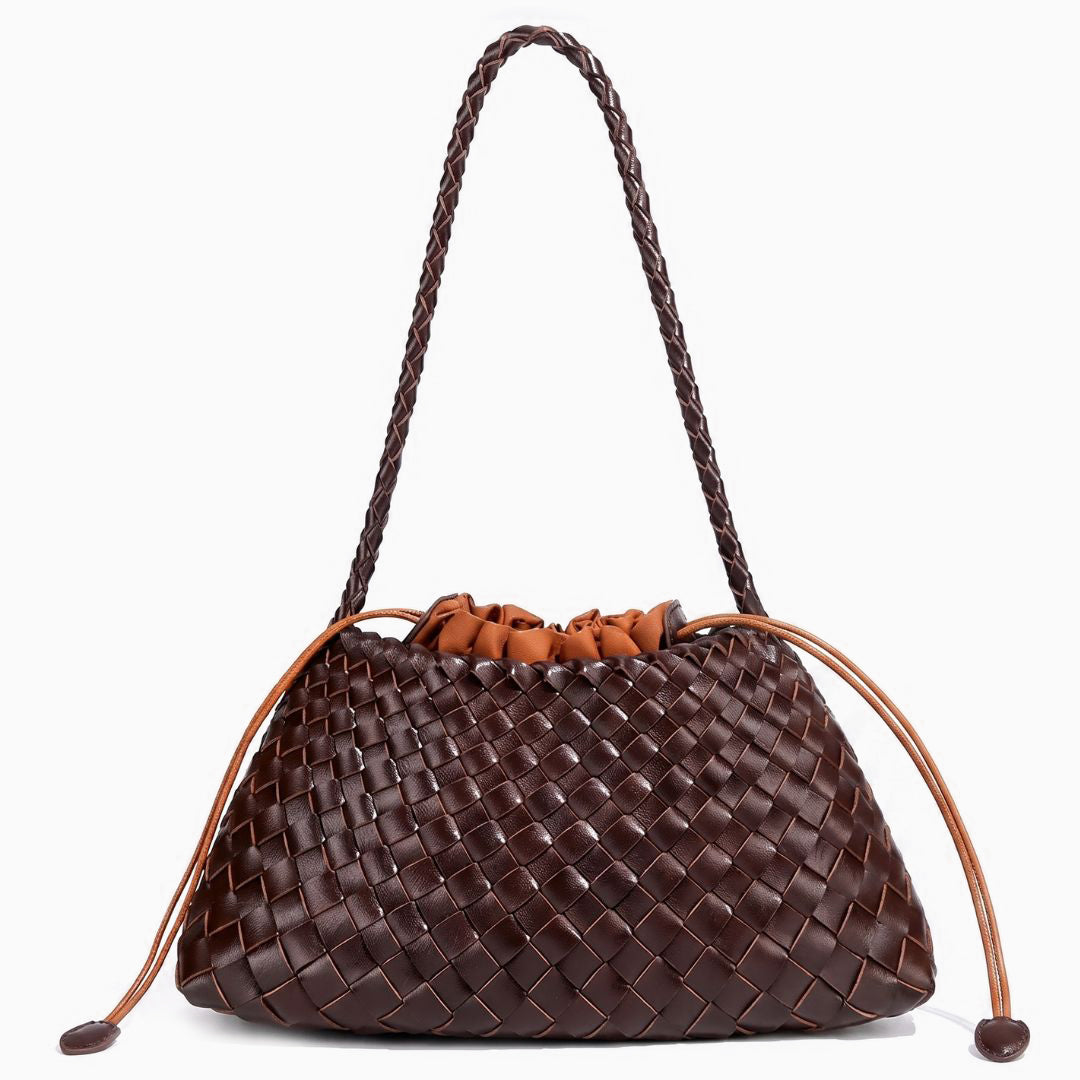 Sac porté épaule tressé à cordon coulissant