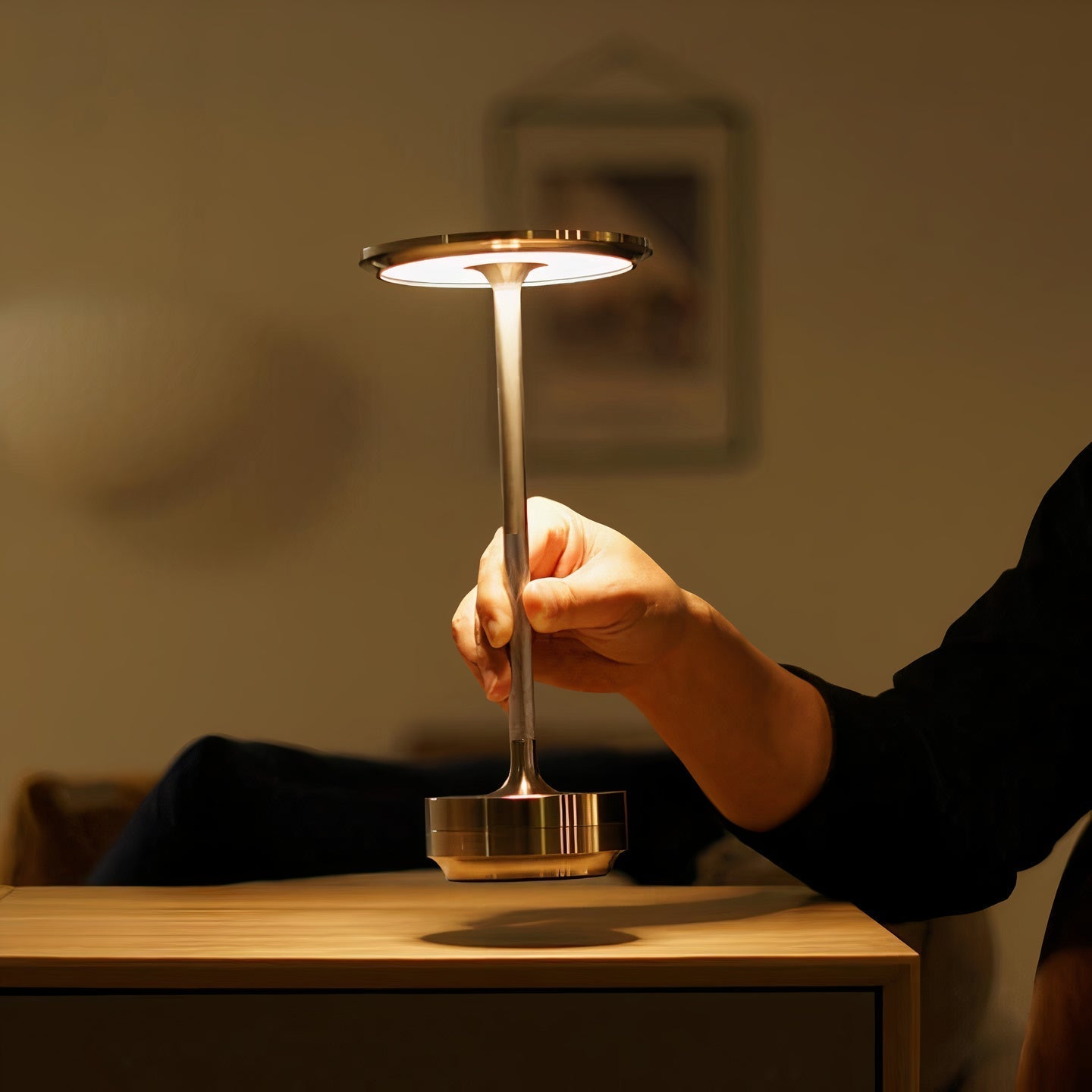 Textile Shade Cordless Bedside Lamp - Touch Control Dimming 7